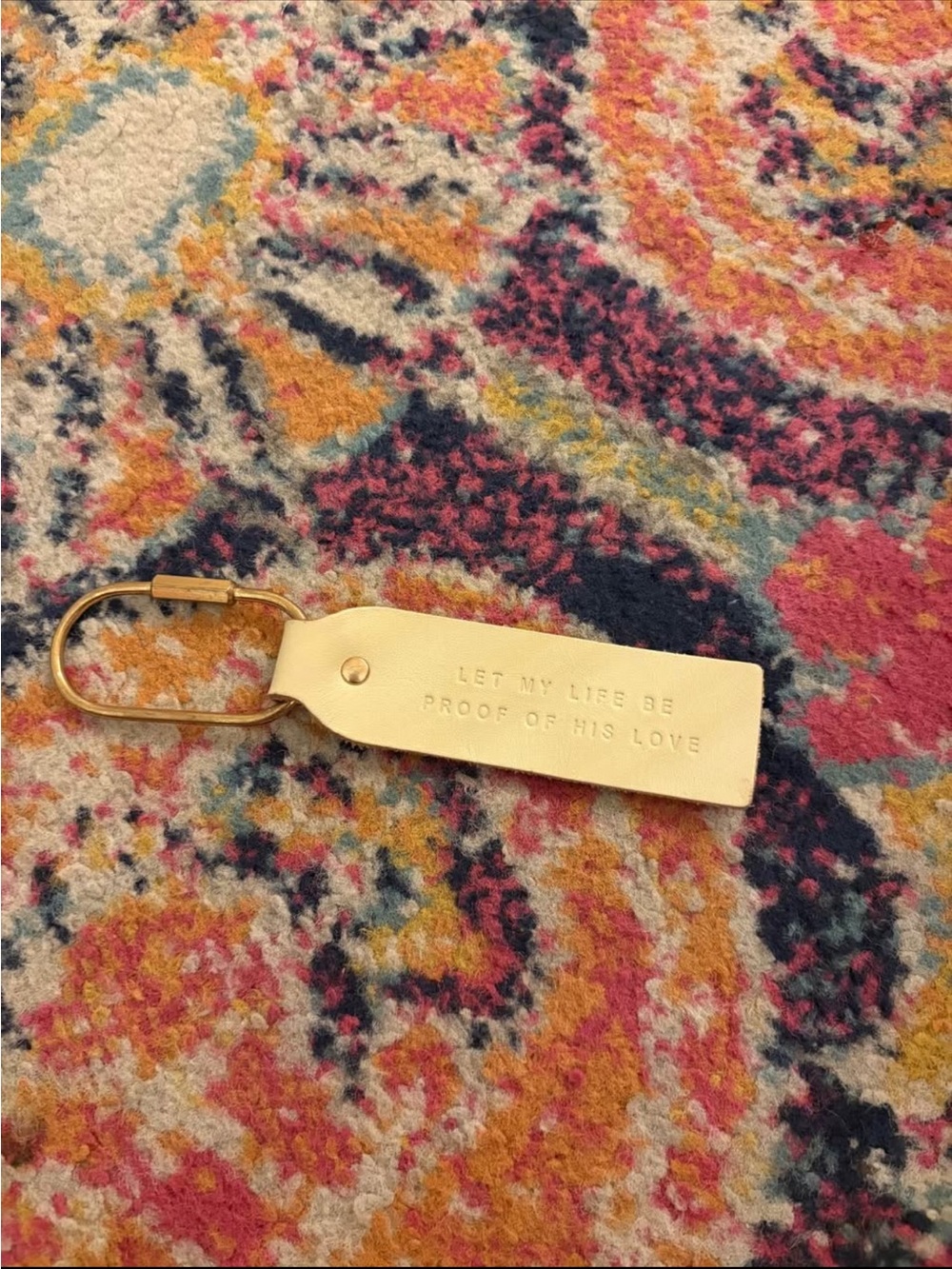 Gold Inspirational Leather Keychain - Let My Life Be Proof of His Love